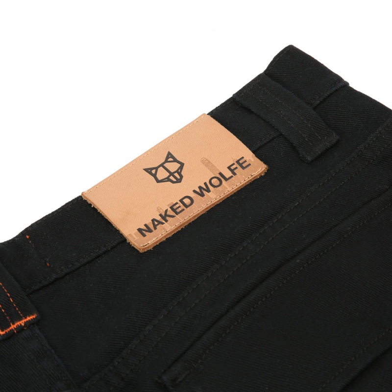 Naked Wolfe Baggy Pocket Cargo Logo Muške Hlače Crne | POP8326LM