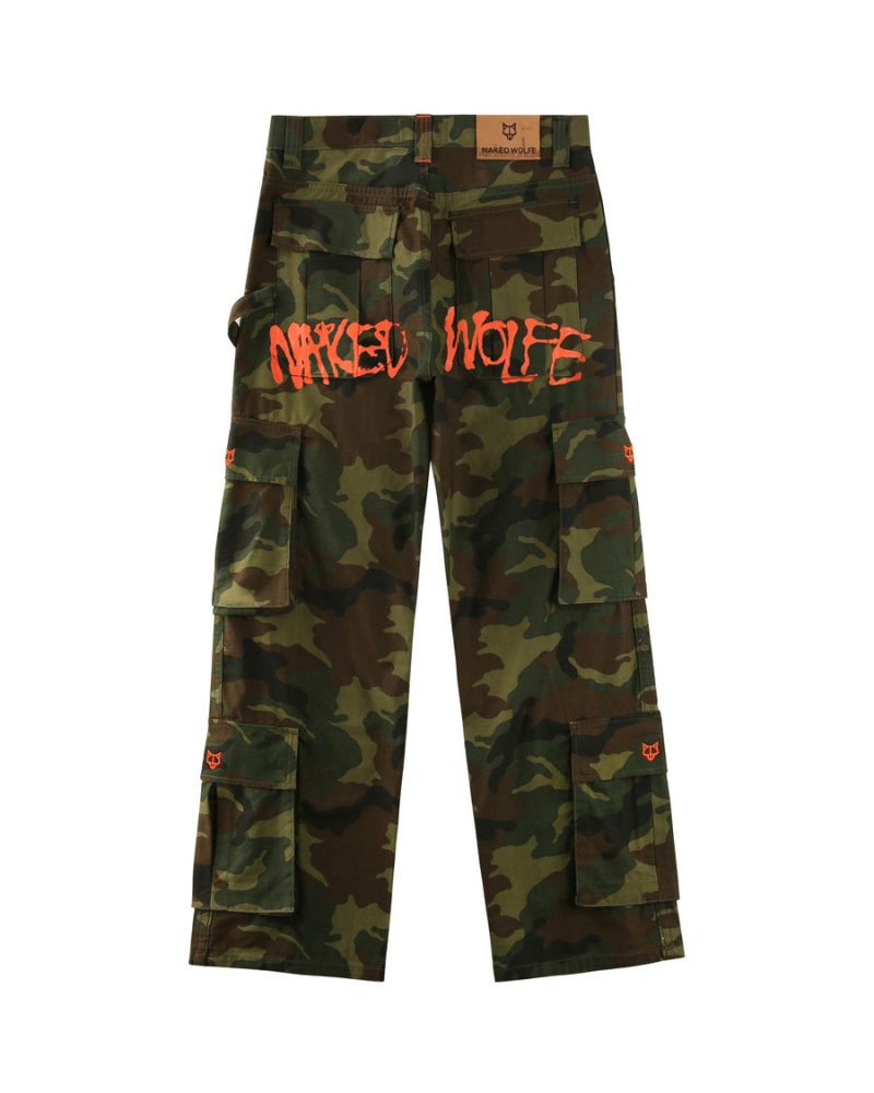 Naked Wolfe Baggy Pocket Cargo Logo Muške Hlače Zelene Crne | SSX2731PM