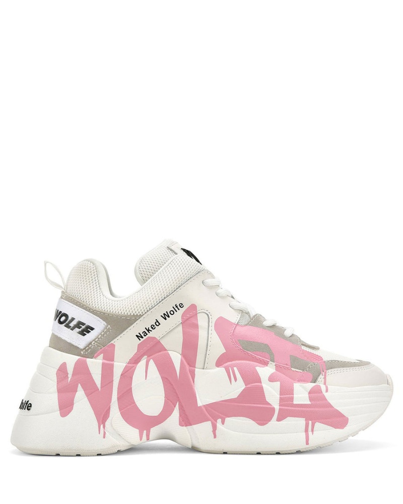 Naked Wolfe Track Logo Ženske Tenisice Bijele Roze | BRT8646JJ